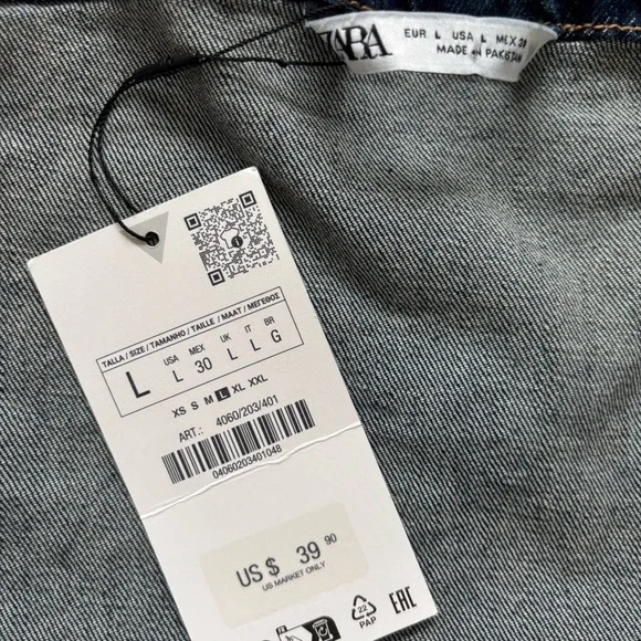 ZARA Strapless Cropped Corset-Style Blue Denim Tube Top—NWT—L - Picture 6 of 9